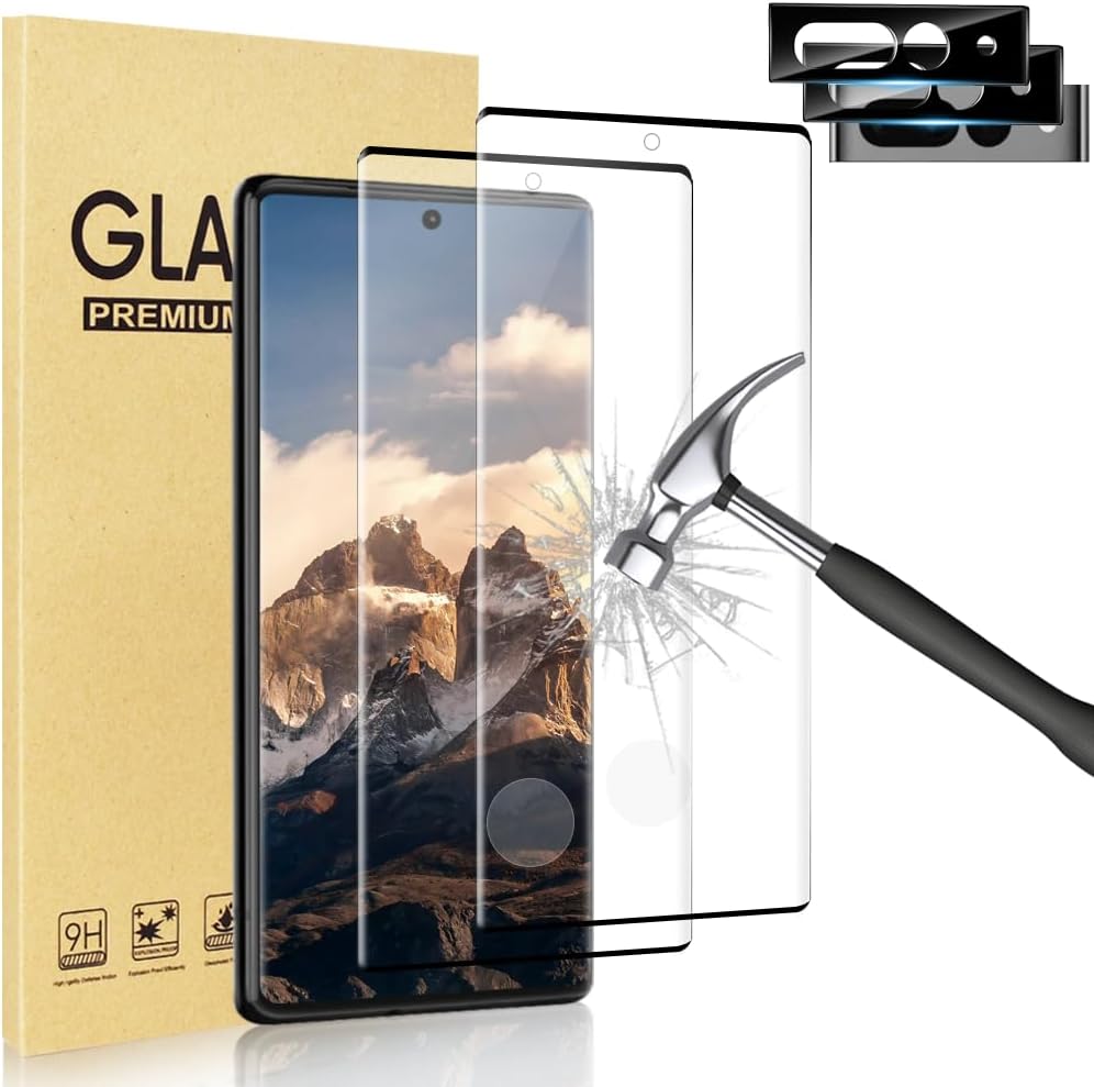 [2+2Pack] Screen Protector + Camera Lens Protector For Samsung Galaxy S25 Ultra Tempered Glass 9H Hardness Anti-Fingerprint