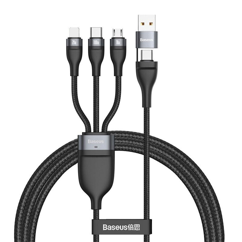 100W Super Fast Charging Cable 3 in 1 Braided Data Cable for Xiaomi Huawei 6A Quick Charge Cable Support Data Transfer