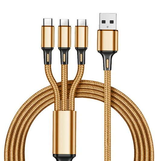 3 In 1 Cables ,Phone Charger Cord A/C To Phone +Type C+Micro Nylon Braided Sync Adapter For Android/Phone/Tablets , 3D Alloy +TPE Connector, Bold Copper Core 47.24 inch/ 3.94ft